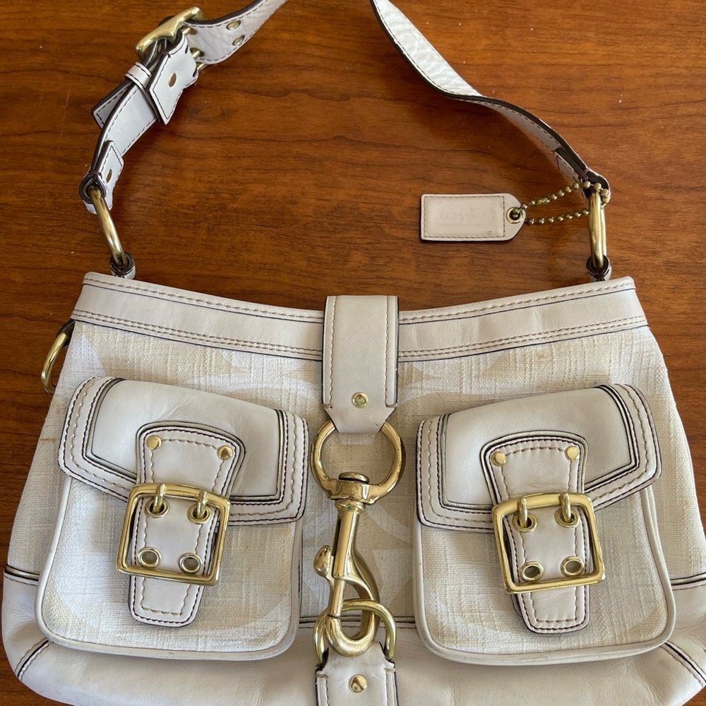 Coach Legacy Signature Ivory and Beige Shoulderbag | Handbag